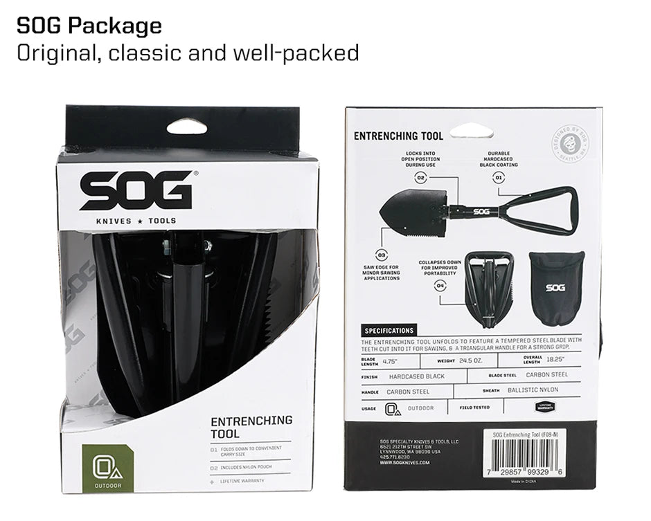 SOG Outdoor Survival Gear Multitool Gardening Entrenching Tools Tactical Folding Shovel Hand Tools Camping Equipments - F08-N
