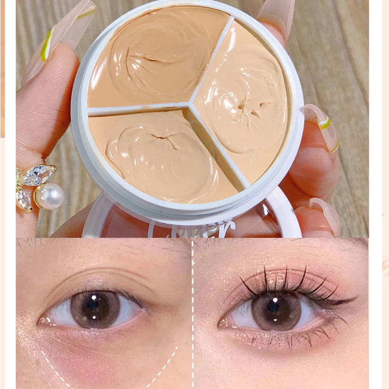 Tidesmit 3 color concealer palette for dark circles and face contouring showing creamy high coverage texture