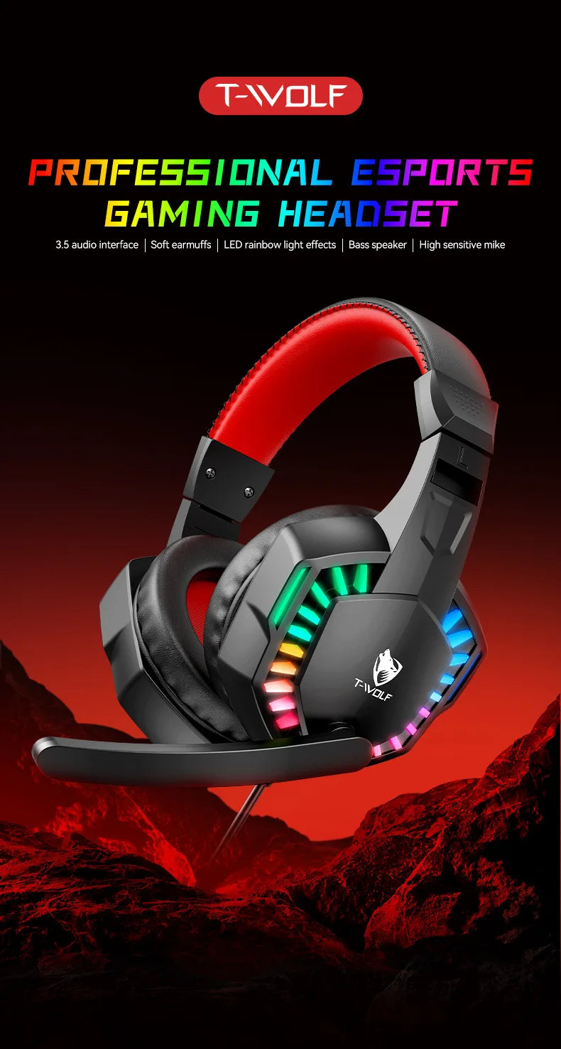 Gaming Headphones with RGB Microphone & Stereo Bass - H120 Tidesmit