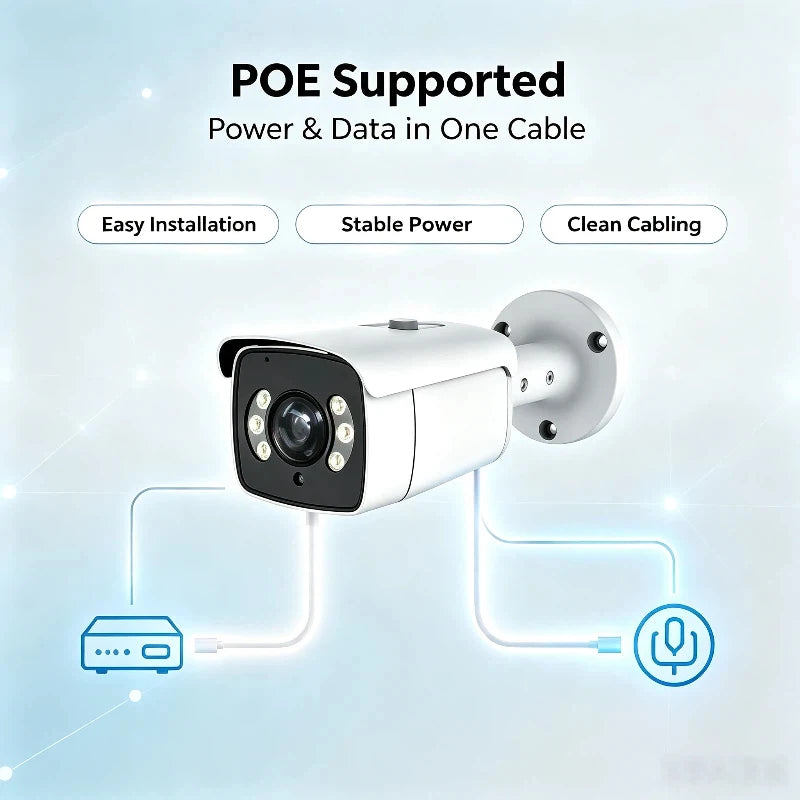 Psennikow Dual Light POE Metal Bullet IP Smart Camera Waterproof Outdoor Full Color Night Vision AI Human Audio Security Camera