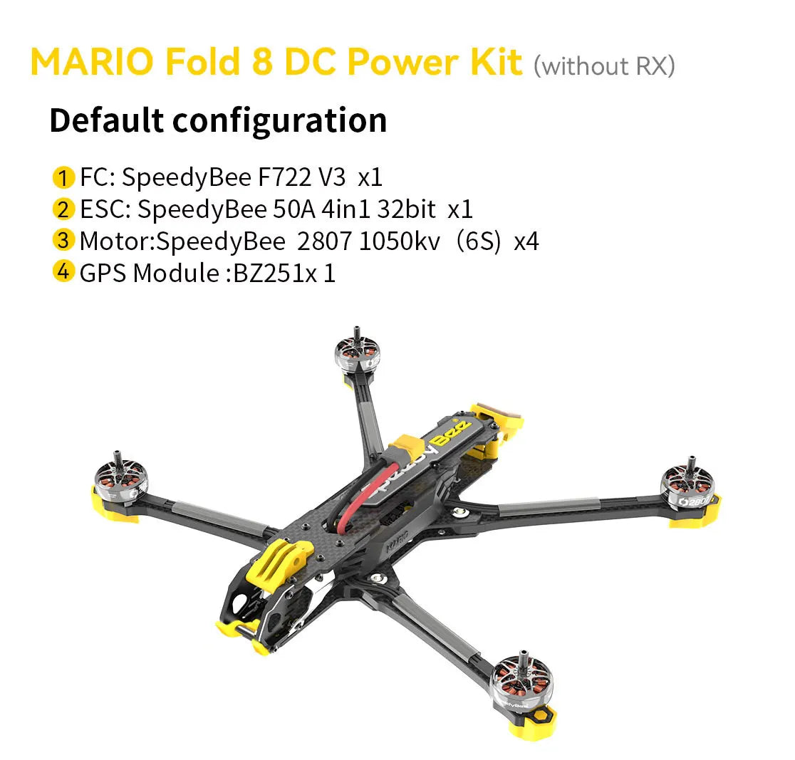 SpeedyBee Mario Fold 8 Long Range GPS Camera Drone - Foldable Power Kit Tidesmit