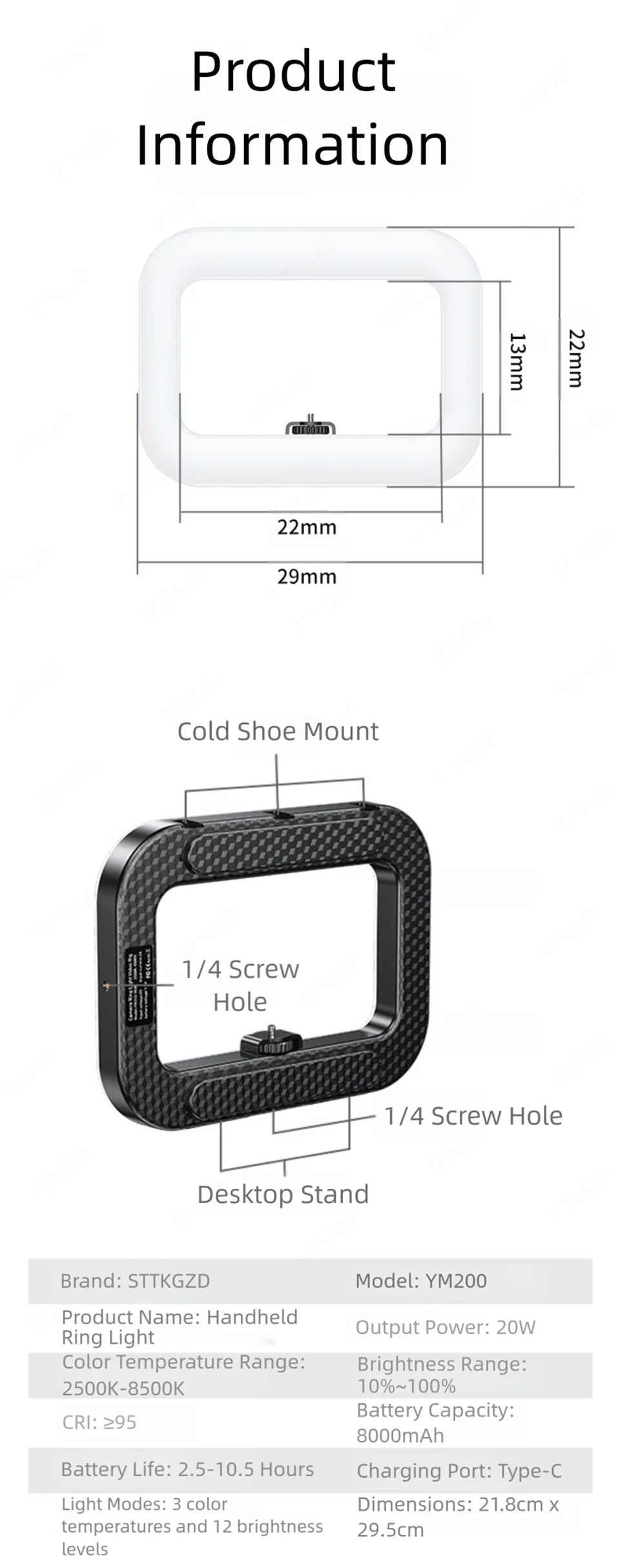 Portable LED Ring Light for Content Creation - Adjustable Color Temp Tidesmit