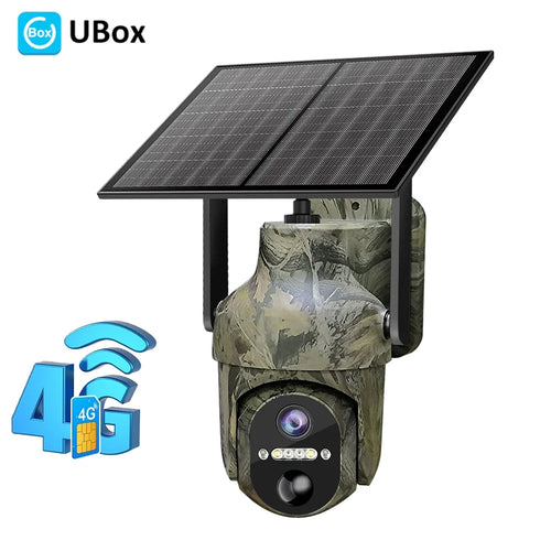 Camouflage solar trail security camera with dual solar panels and front lens