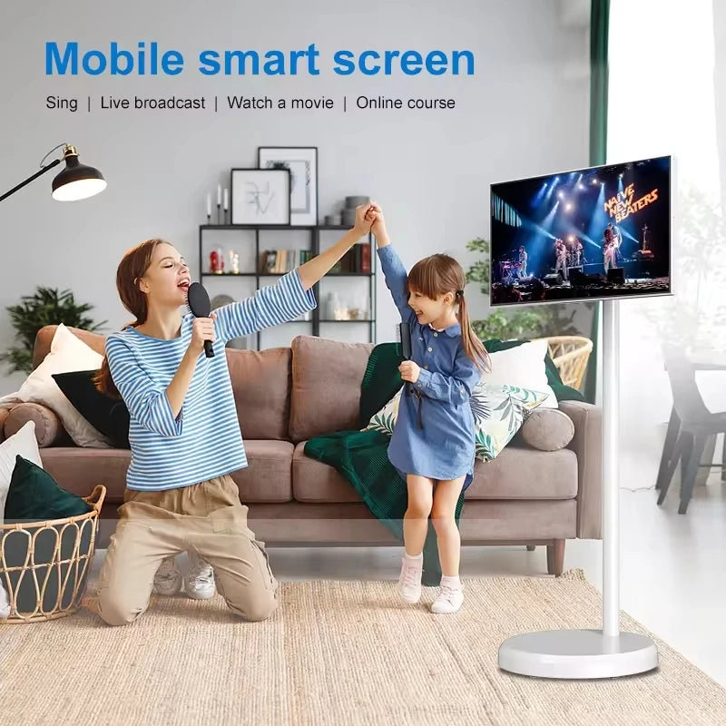 21.5 Inch Portable Smart TV 8-Core CPU Android OS LED Touch Screen Built-In Speaker Mobile Monitor Rotatable Touch Screen TV