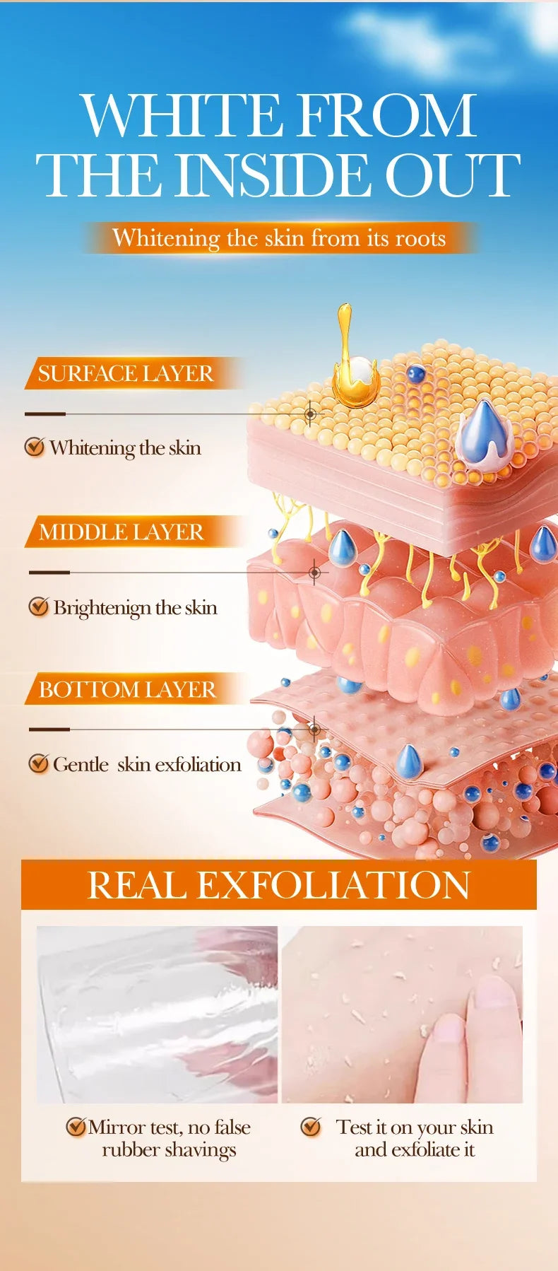 Orange Exfoliating Gel for Pores & Blackheads | Natural Beauty Care Scrubs Treatments Tidesmit