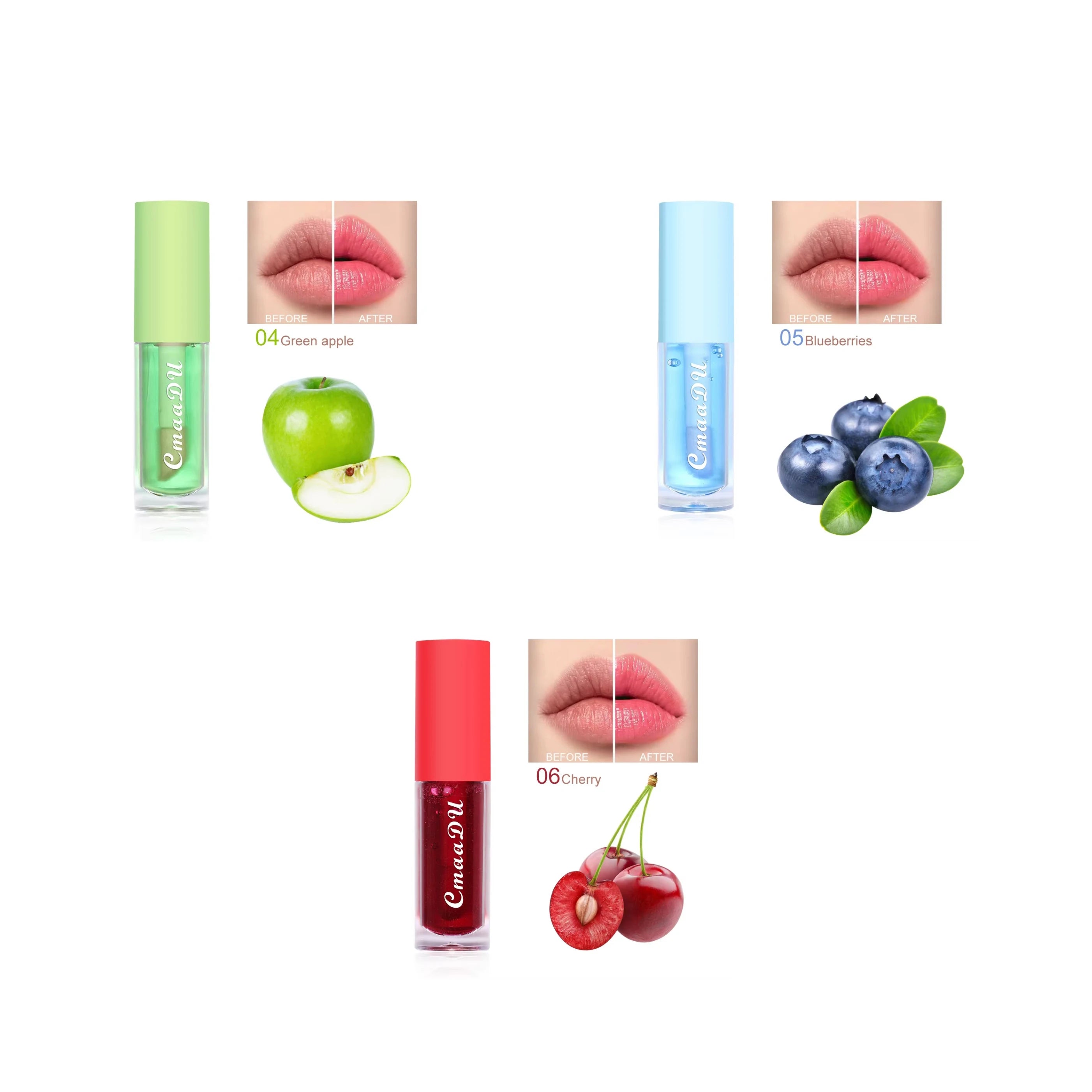 Moisturizing Fruit Lip Oil - Color Changing Hydrating Gloss Lip Care 04 05 06 Tidesmit