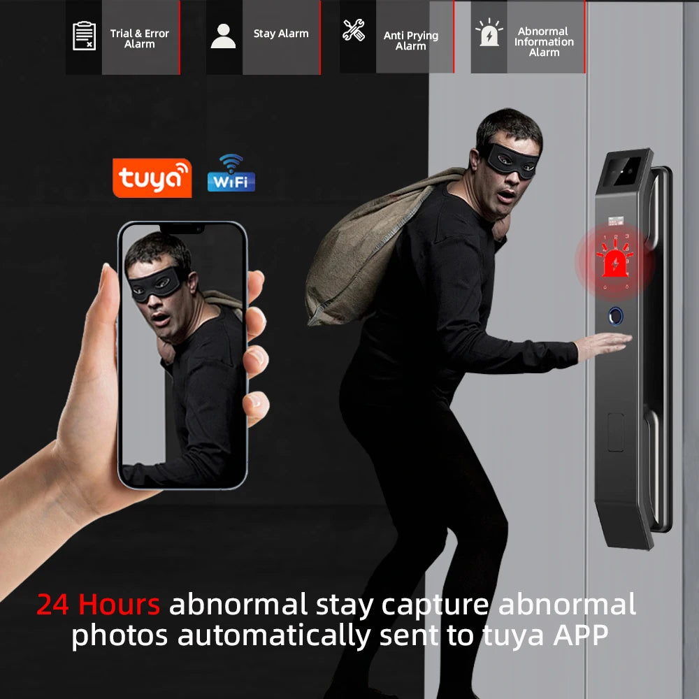 RAYKUBE DF14 Tuya WiFi 3D Face Recognition Digital Fingerprint Lock With Two-way Audio WiFi Camera Video Call APP Remote Unlock