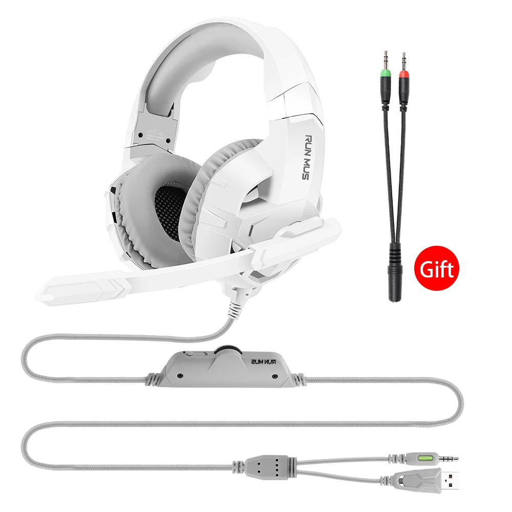 Wired Gaming Headphones with Mic - Over-Ear Noise-Cancelling Headset White Tidesmit