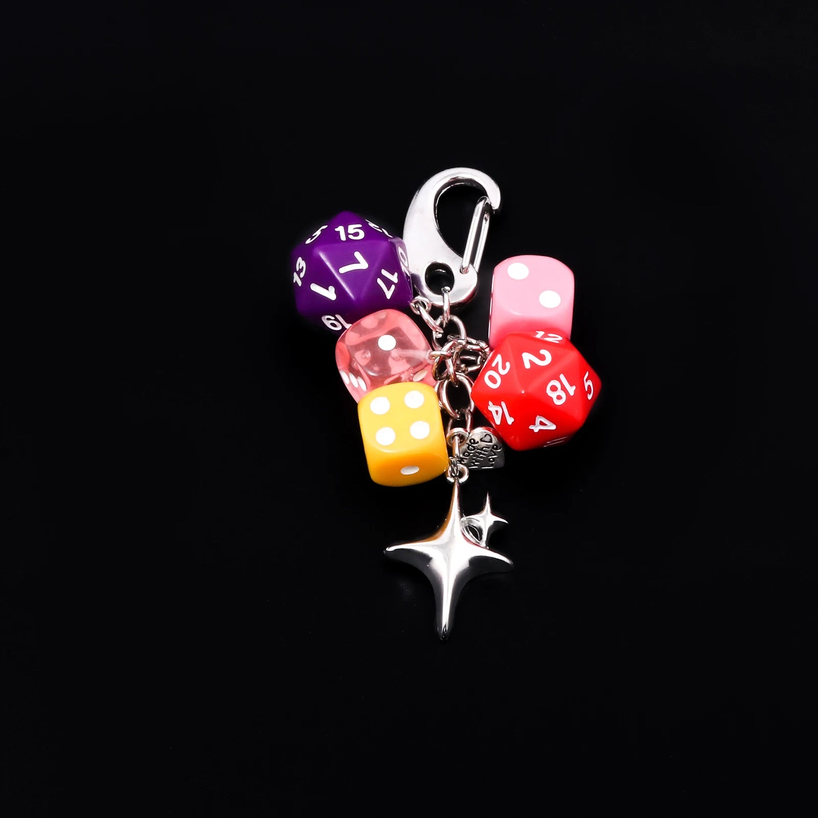 Punk Hiphop Black Dice No. 8 Billiards Keychain Y2K Pink Lucky Dice Starburst Pendant Bag Charms Hangings Ornament Accessories