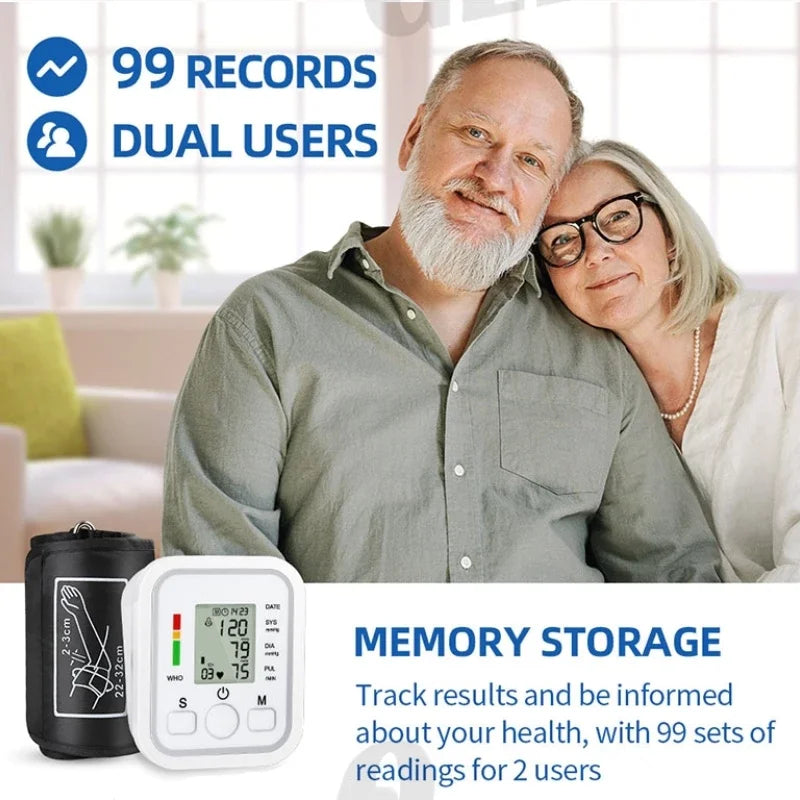Digital Blood Pressure Monitor Upper Arm Cuff Home Use Automatic BP Tonometer Sensor Pulse Rate Meter Sphygmomanometer