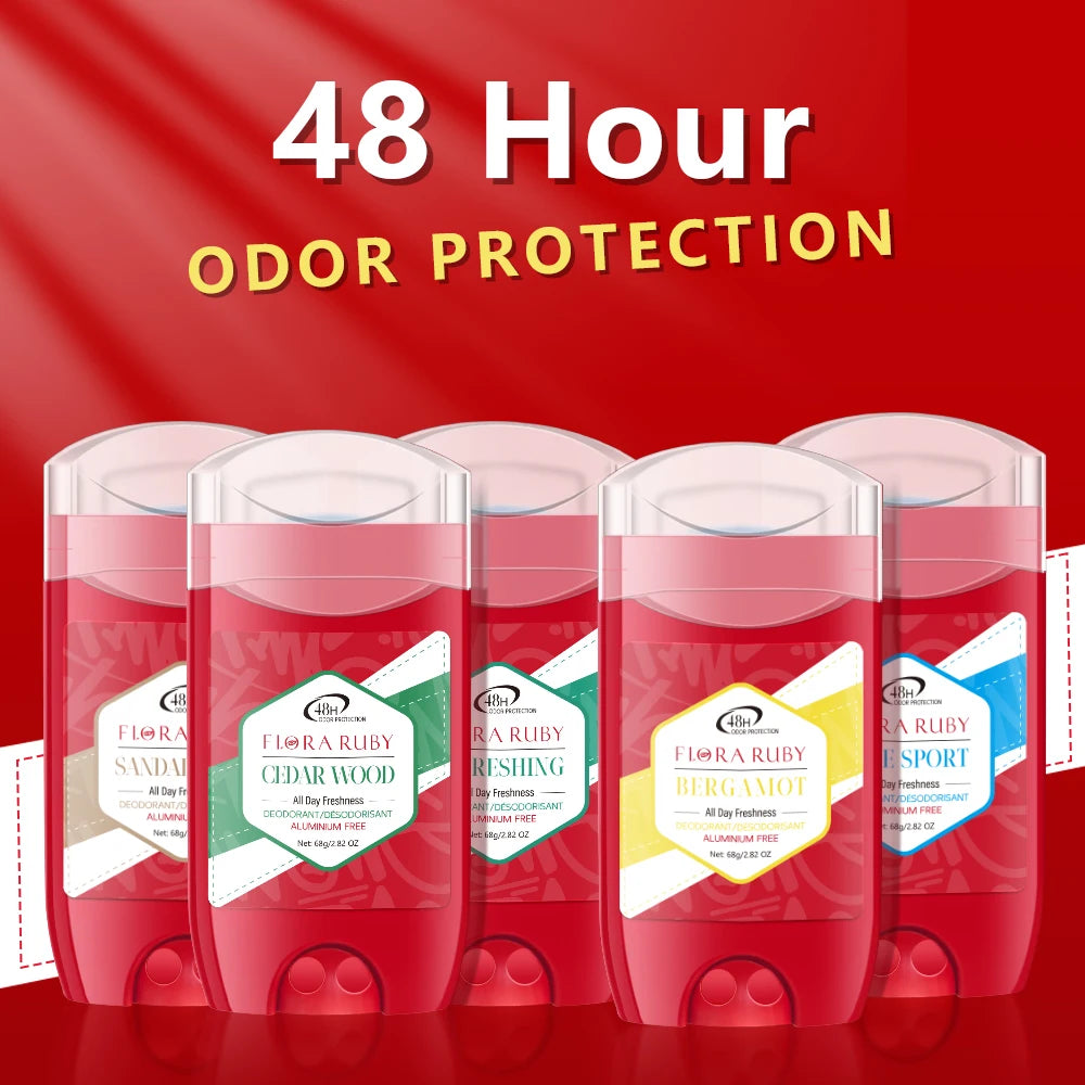Tidesmit Flora Ruby 68g stick deodorant for men provides 48 hour long lasting odor protection and fresh scent.