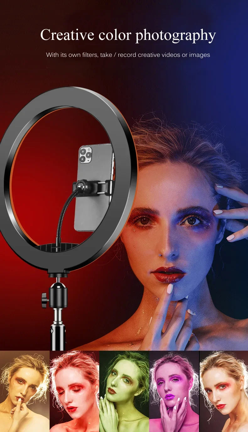 10-Inch RGB Ring Light with Adjustable Tripod Stand - Tidesmit Tidesmit