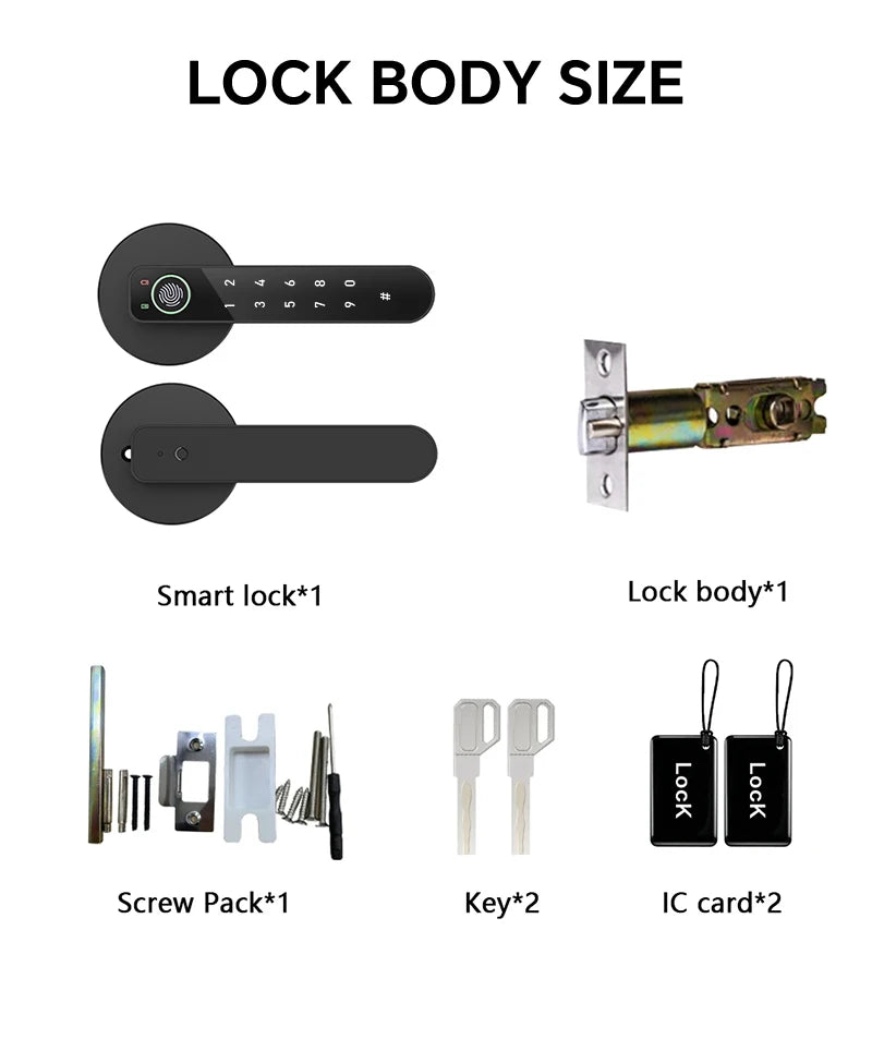 ICCSSI Smart Door Lock Fingerprint Lock Fingerprint/Tuya APP/Password/IC Card/key Unlock Multi Language Audio Playback B208APRO