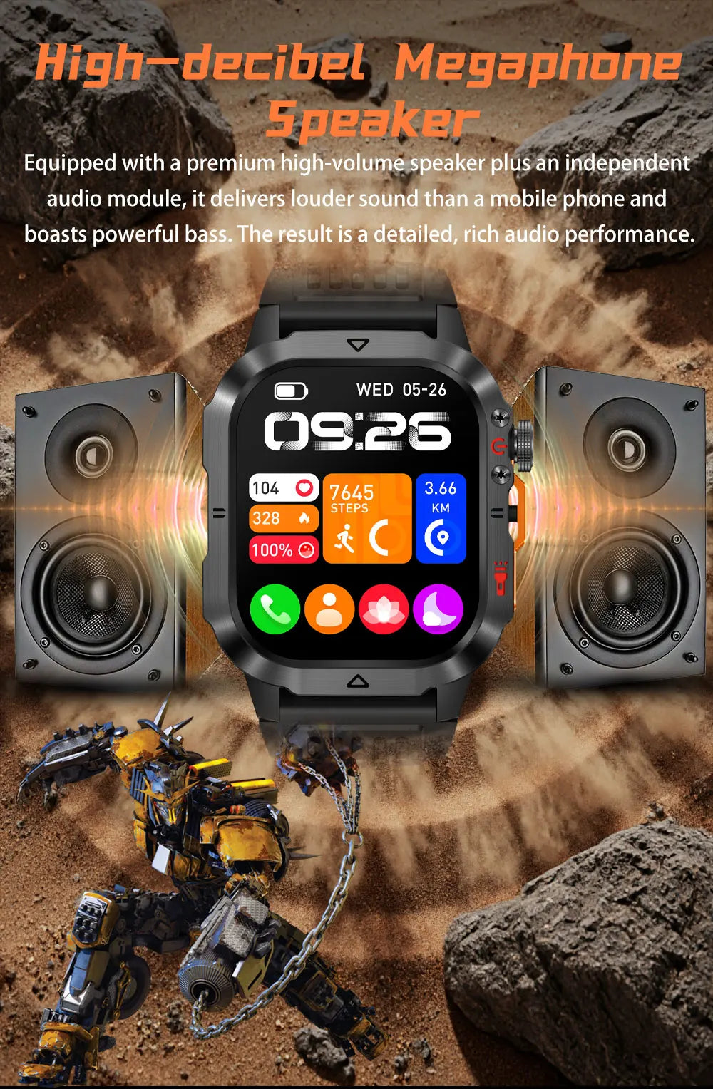 Official Transformers Men Military Smartwatch 1000mAh Big Battery 2.01" HD AMOLED Display Bluetooth Call Waterproof Smart Watch
