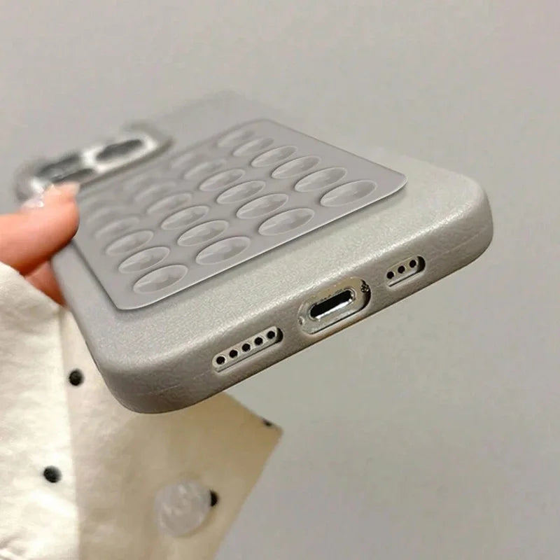 iPhone 17 Pro Max Case with Suction Cup Stand Litchi Leather Tidesmit