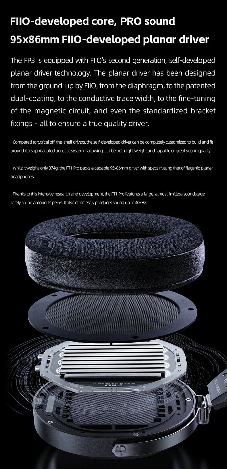FiiO FT1 Pro Planar Magnetic Headphones Hi-Fi Black - Tidesmit Tidesmit