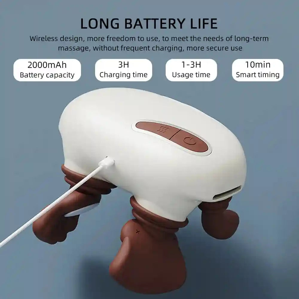 4D Electric Neck and Shoulder Massager with Heat Therapy - White Back Massage Instrument Tidesmit