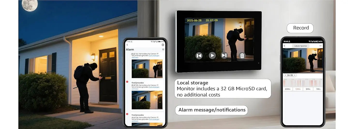 Home Smart Wireless WiFi Video Intercom Doorbell 2 10 inch Screen 1080P 2 Wires Video Doorphone System with Electric Strike Lock