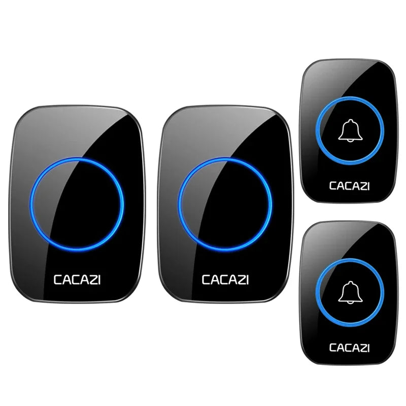 CACAZI 36 music 110DB 300M Wireless Doorbell Waterproof Remote Battery powered Smart Door Bell Battery 1  2 Button 1 2  Receiver