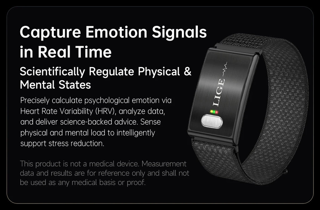 LIGE New ECG+PPG Smart Bracelet Heart Rate Health Monitoring Thermometer HPV Test Reports Waterproof Sports Tracker Smart Watch