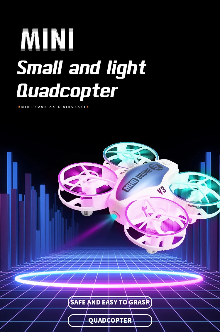 Mini Drone With Lights For Kids - Obstacle Avoidance UFO Quadcopter Tidesmit