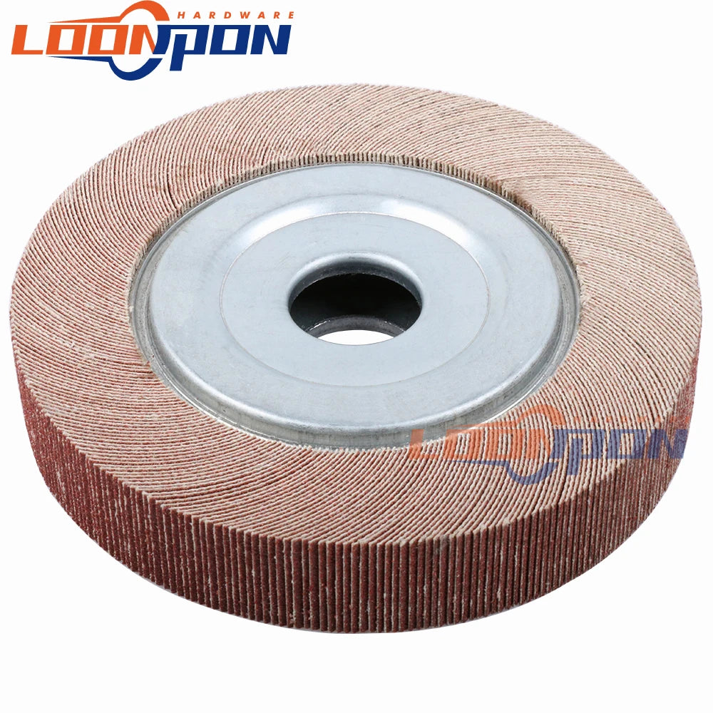 150x25mm Bore Flange Flap Grinding Wheel Aluminum Oxide Sanding Cloth Mop Abrasive Polishing Disc for Metal Wood Thickness 25mm