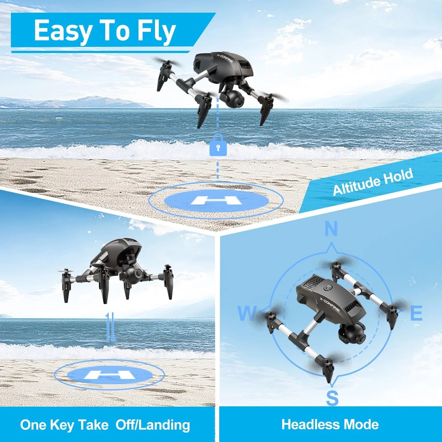 4K Camera Drone with Wide Angle Lens - Foldable V42 Model Tidesmit