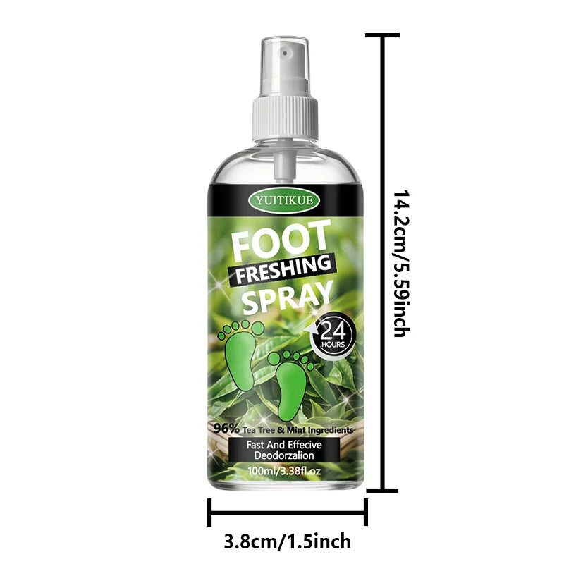 Tidesmit YUITIKUE 100ml tea tree foot refreshing spray for 24H odor control and long-lasting freshness.