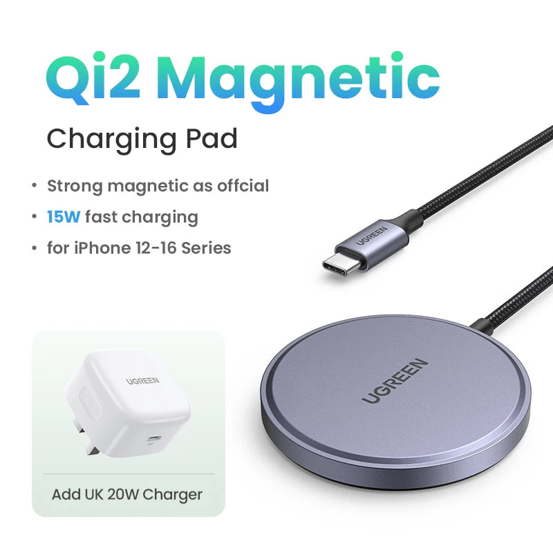 Wireless Charger for iPhone 16: Qi2 Certified MagSafe Compatible Pad Add 20W Uk Charger Tidesmit