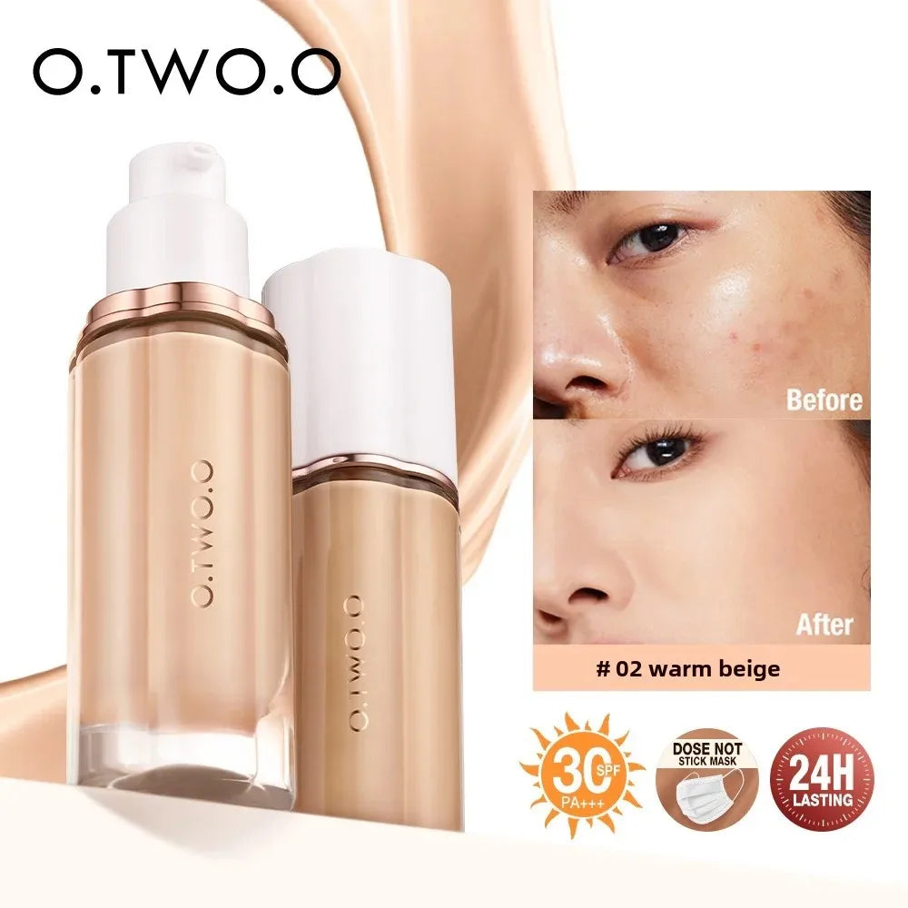 Tidesmit O.TWO.O high coverage waterproof liquid foundation cream with SPF30 for flawless face makeup base