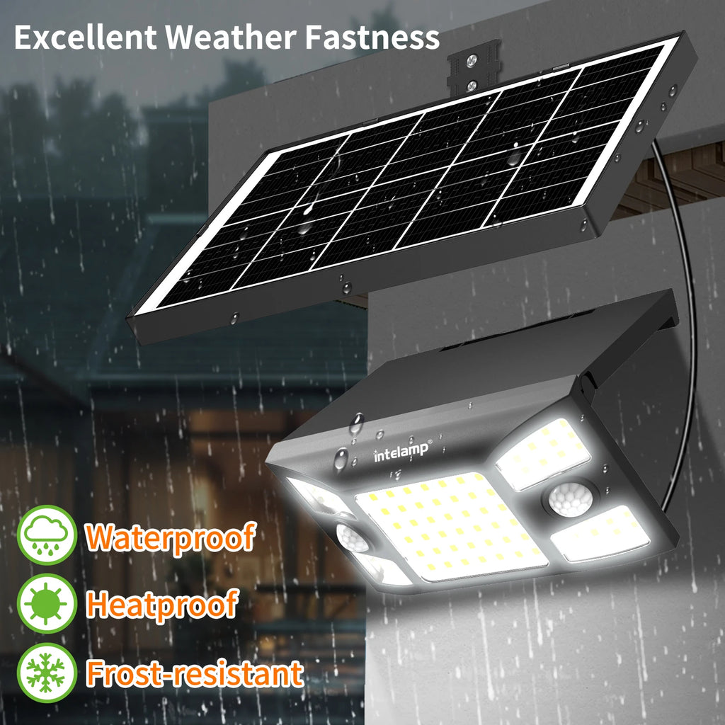 Intelamp 2000LM 8000mah Outdoor Solar Lights With Two Motion Sensors Larger Solar Panel Solar Lamp IP65 For Street Garden Path