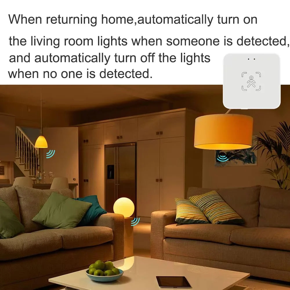 Tuya WiFi / Zigbee Human Presence Detector 24G,Luminance/Distance Detection, Smart Human Body PIR Sensor Support Home Assistant