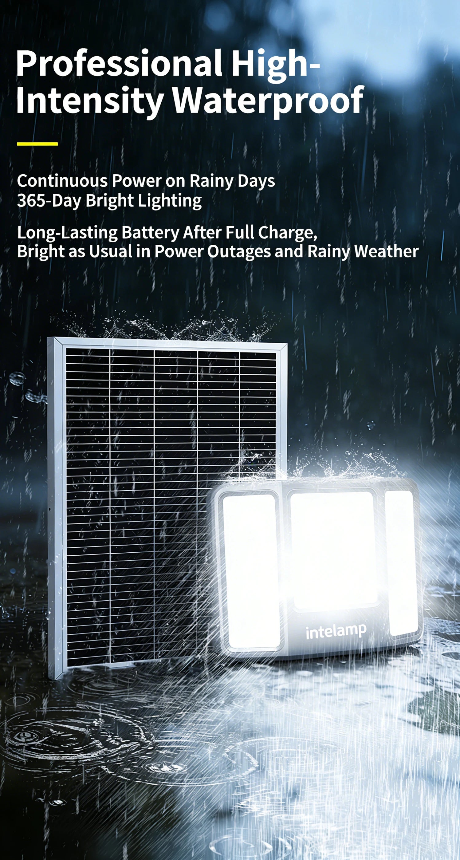 intelamp Powerful 20000mah Solar Lights Outdoor 3 Colors Modes With Super Large Solar Panel For Garden Yard Path Garage