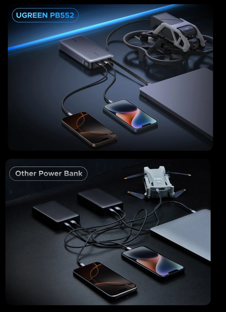 Tidesmit 165W 25000mAh Fast Charging Power Bank with Dual Cables Tidesmit