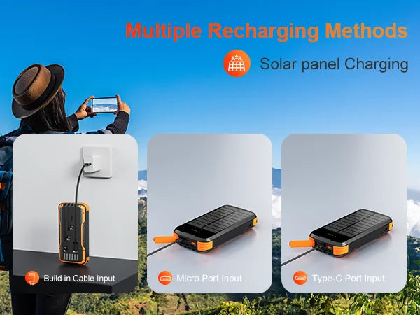 40000mAh Solar Power Bank with 4 Built-in Cables - PD 20W Fast Charger Tidesmit
