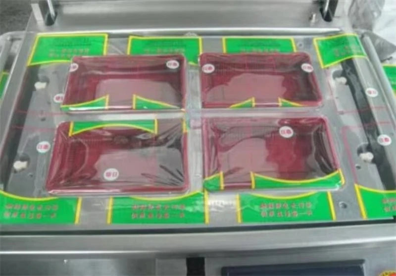 Customized New Type Vacuum Fresh Food Tray Sealer/plastic Bowl Cups Sealing Machine/vacuum Plastic Box Container Sealing Machine