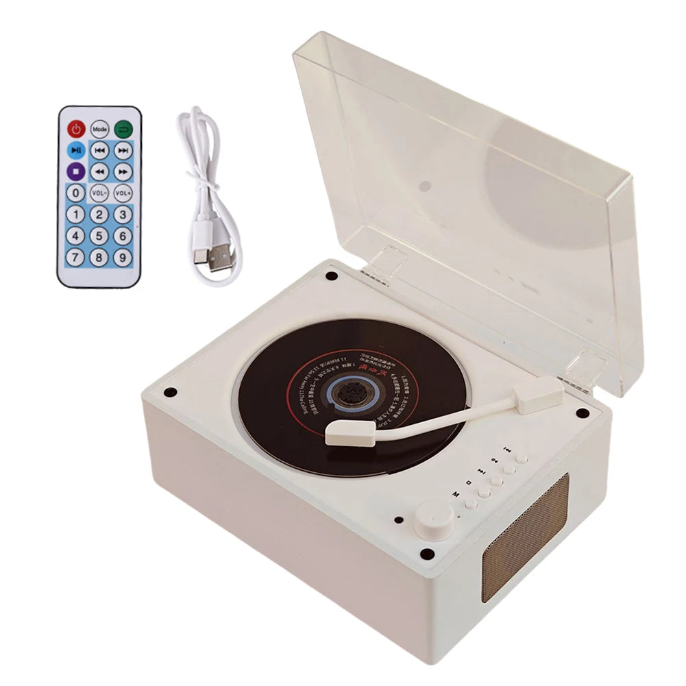 Portable Retro CD Player - Bluetooth Speaker with Woodgrain Finish White Tidesmit