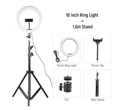 Dimmable LED Ring Light with Adjustable Tripod Stand - Tidesmit EU Tidesmit