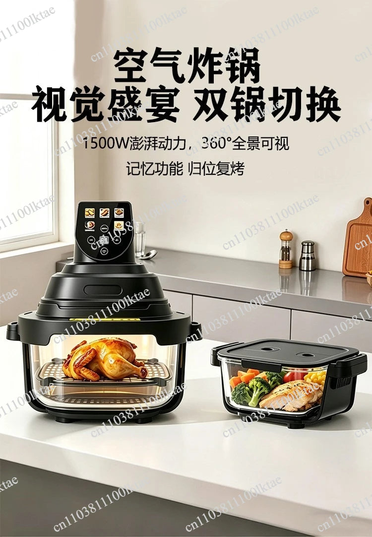 Color Screen Smart Air Fryer Air Fryer Glass Visual Fries Machine Electric Oven