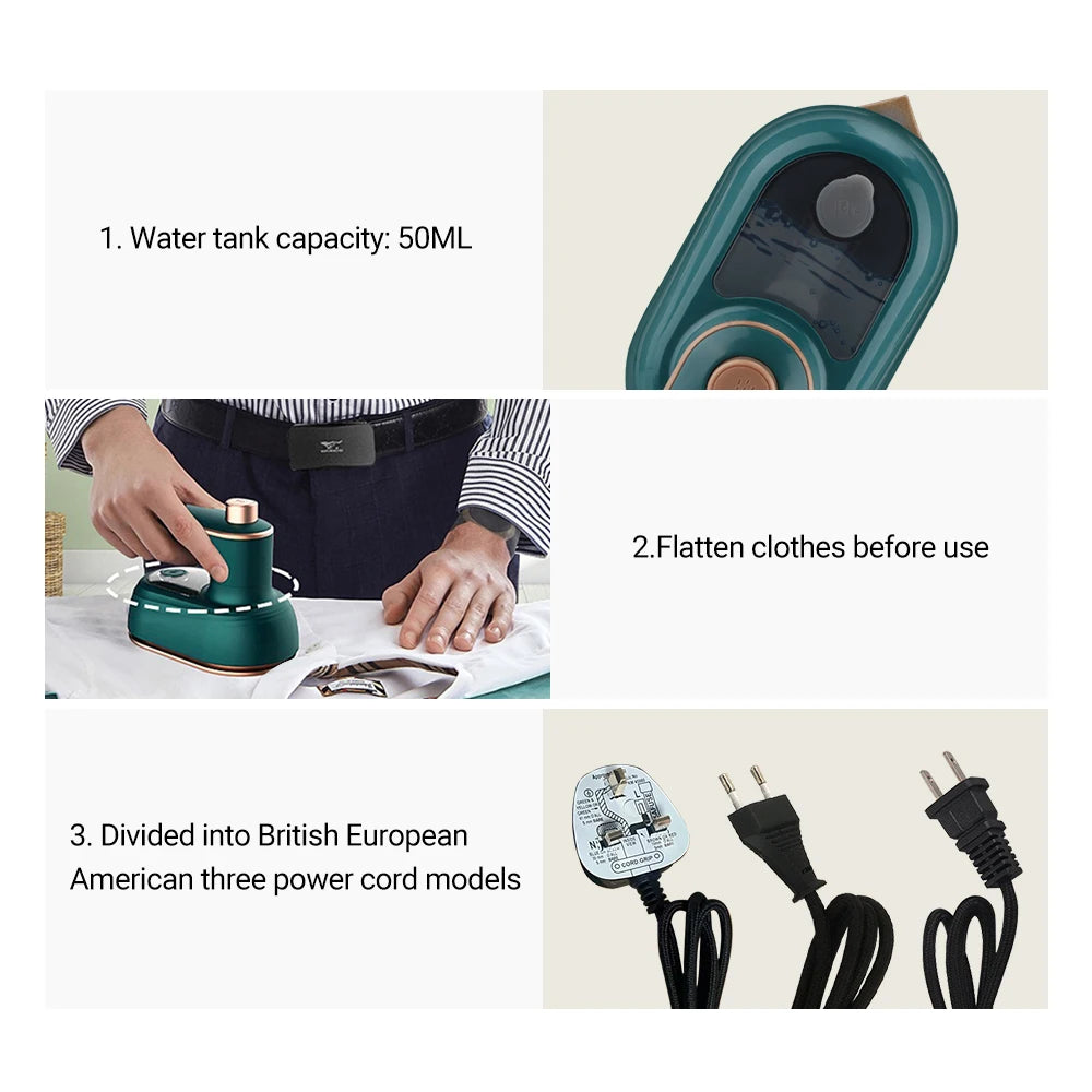 Tidesmit portable rotating garment steamer for travel featuring wet and dry handheld clothes ironing capabilities