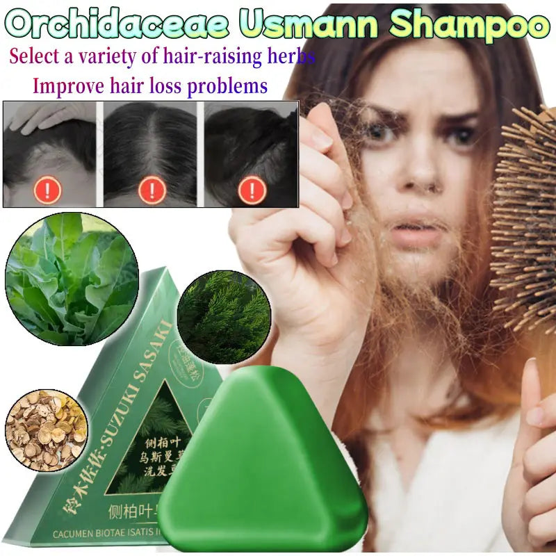 Hair Strengthening Nourishing Shampoo Soap,Oriental Arborvitae Usman Herbal Extract Anti Hair Loss,Face Wash Clean Handmade Soap