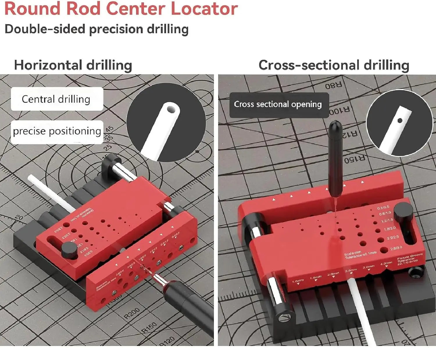 Plastic Borehole Positioner Locator Round Rod Center Drilling Fixture Tool For DIY Hobby Model Making Accessories