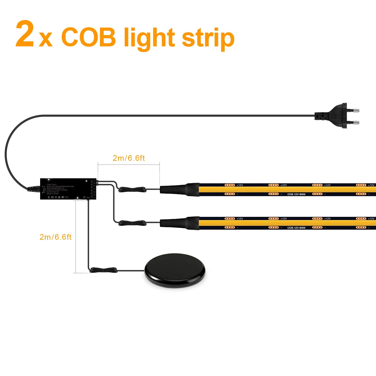 Touch Dimmer COB LED Strip Light, No Hole Install, Penetrate Wood/Glass Control, 12V Warm/Neutral White, for Acoustic Wall Panel