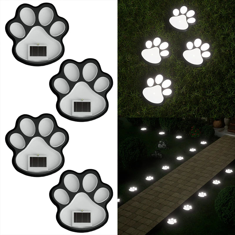 4PCS, Solar LED Lights, Outdoor Lights, Pet Dog Paw Lights, Smart Light Sensor Switches, Ideal for Garden Lawn Lighting