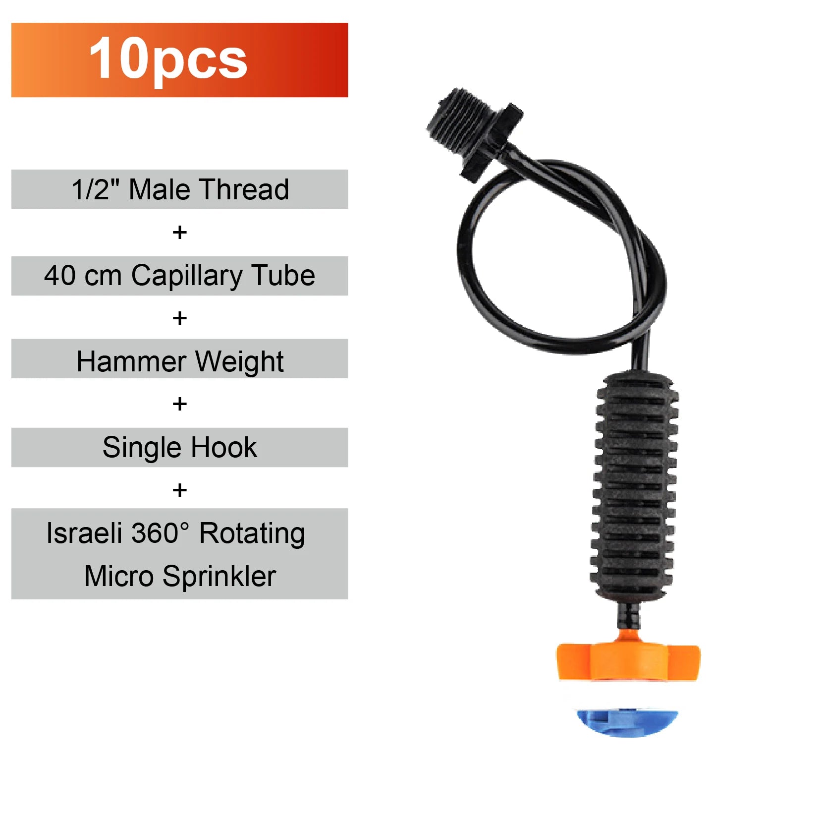 360 Degree Rotating Irrigation Sprinkler Misting Nozzle Hanging Spray Greenhouse Cooling Dust Suppression System
