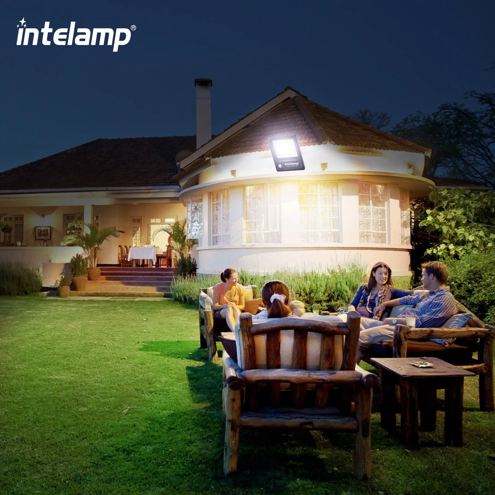 Intelamp 12000mah Long Battery Life Solar Lights With Super Large Solar Panel Faster Charging Two Motion Sensors Detect Wider&Longer For Garden Street Wall Yard
