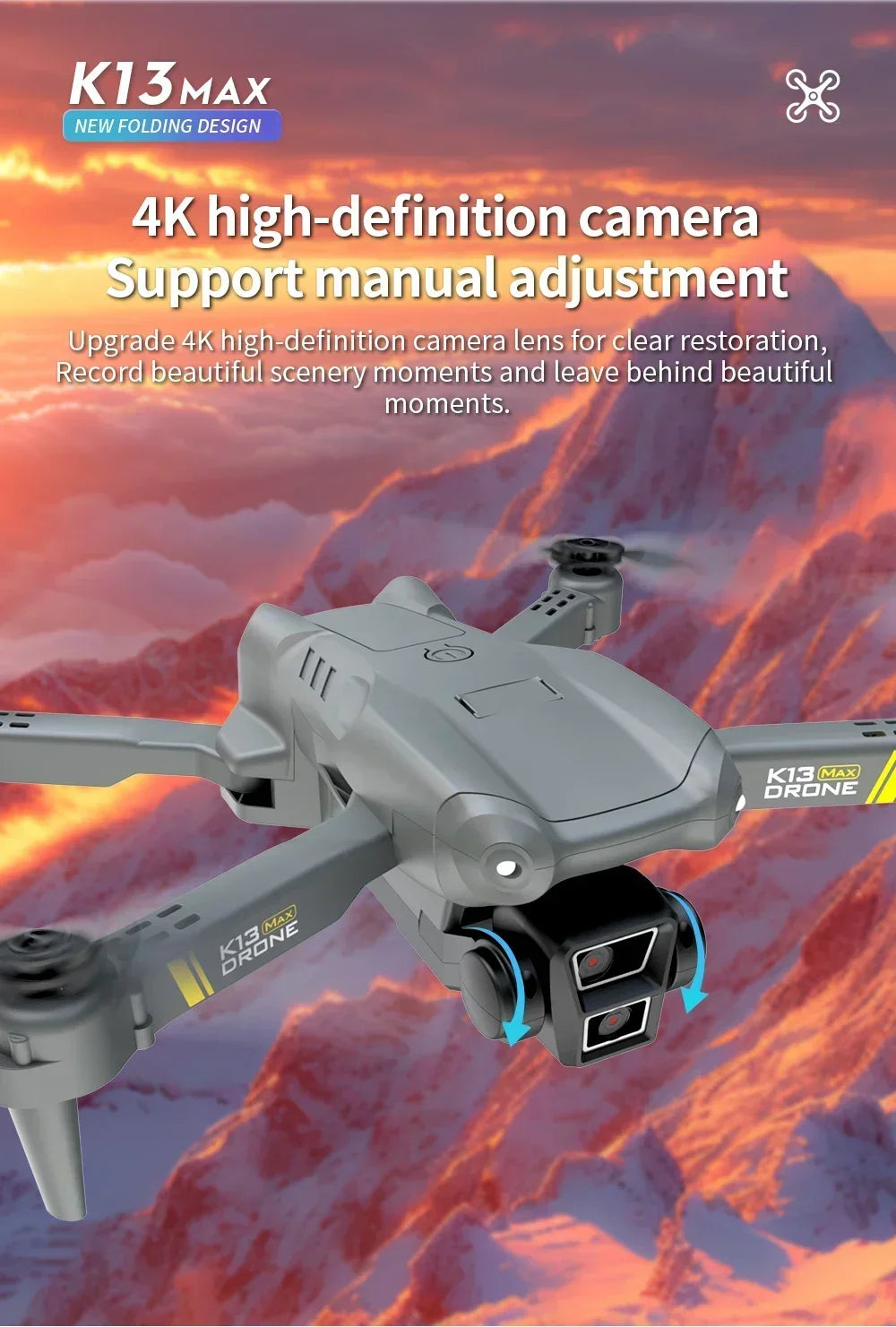 4K GPS Drone with Triple Camera - Foldable FPV Quadcopter Tidesmit