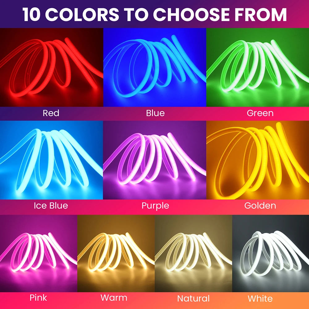 220V Dimmable COB LED Strip Light 288 LEDs/M Dimmer Switch ON/OFF Waterproof EU Plug Flexible Neon Lamp Decor 3000K 4000K 6000K