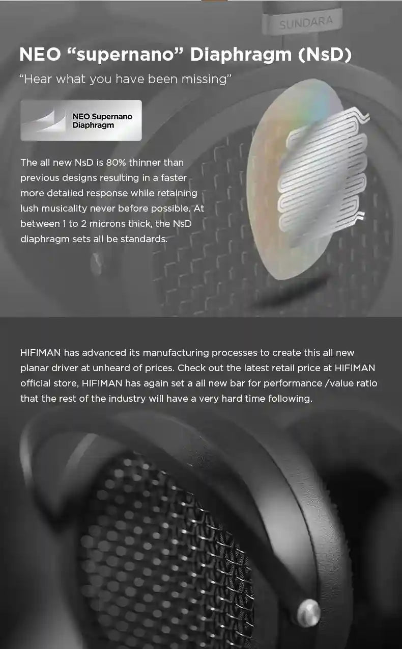Hifiman Sundara Planar Magnetic Headphones - Open-Back Studio Monitor Tidesmit