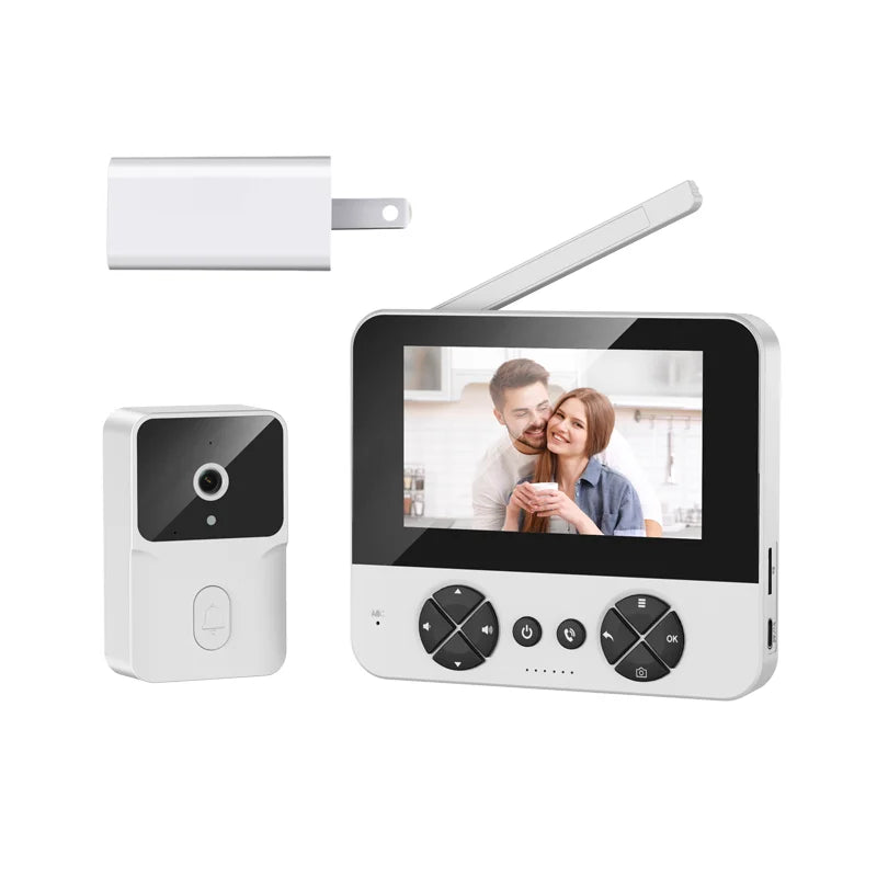 Wireless video doorbell, 4.3 "IPS display 720P high definition intelligent intercom, 2.4G wireless two-way call, night vision